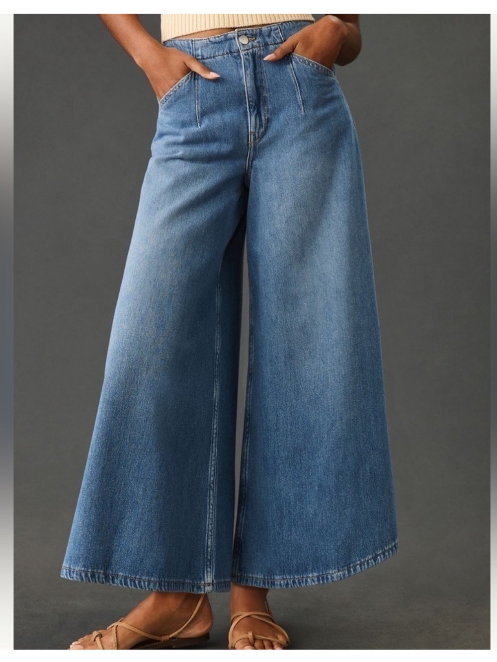 Anthropologie Pilcro Corset High-Rise Crop Culotte Jeans Size 31P